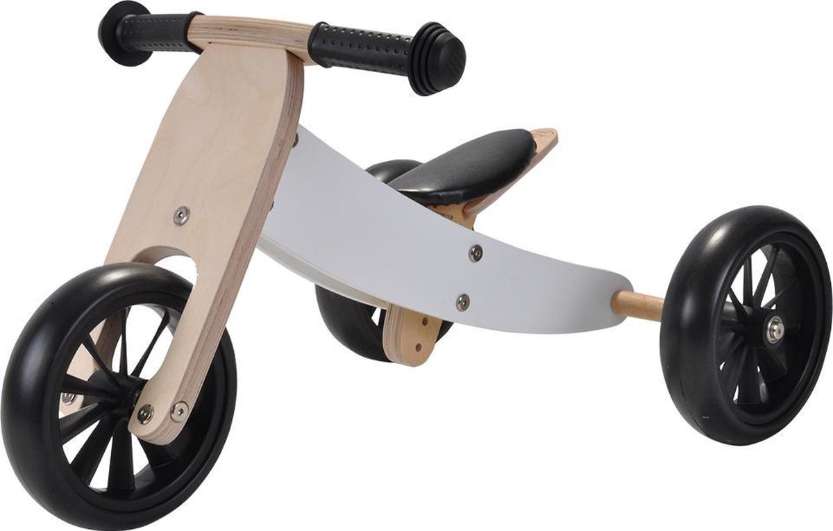 Bandits & Angels Smart Bike Loopfiets Hout 4-in-1 Wit vanaf 1 jaar - Voor Jongens en Meisjes - Houten Loop Fiets - Omkeerbaar in Driewieler en Tweewieler - Verstelbaar Zadel (8719558084029)
