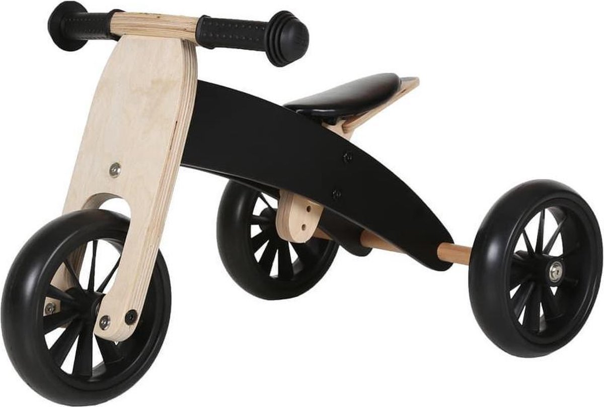 Bandits & Angels Smart Bike Loopfiets Hout 4-in-1 Zwart vanaf 1 jaar - Voor Jongens en Meisjes - Houten Loop Fiets - Omkeerbaar in Driewieler en Tweewieler - Verstelbaar Zadel (8718868022615)