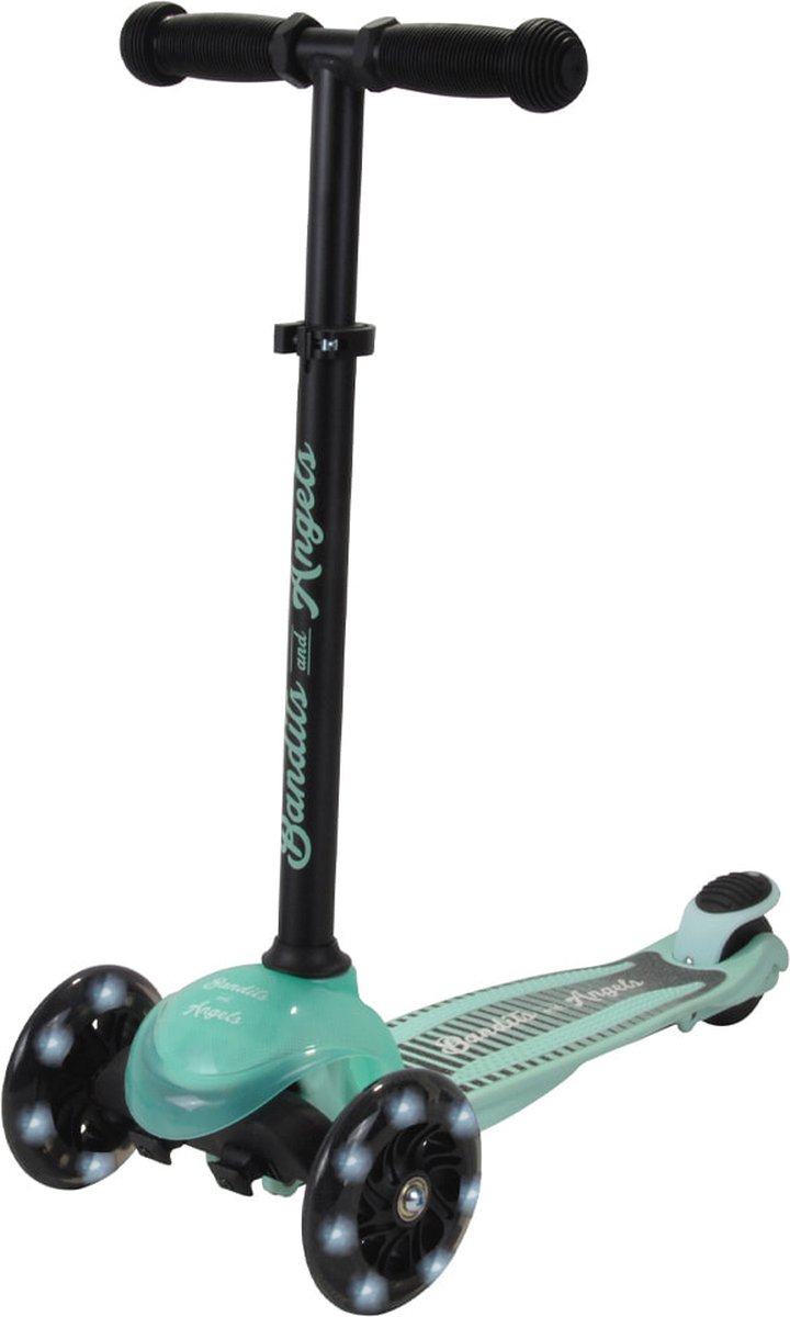 Bandits & Angels Step Little Adventure Mint vanaf 2 jaar voor Jongens en Meisjes - Mintblauwe Kinderstep met Drie Wielen - Kinder Driewieler Step met LED lampjes - Verstelbaar Stuur en Stuurslot - Voetrem (8719558084951)