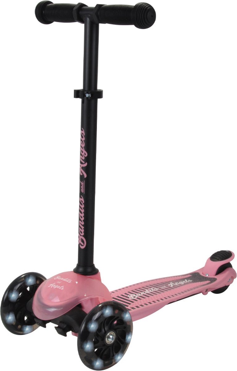 Bandits & Angels Step Little Adventure Pink vanaf 2 jaar voor Meisjes - Roze Kinderstep met Drie Wielen - Kinder Driewieler Step met LED lampjes - Verstelbaar Stuur en Stuurslot - Voetrem (8719558084975)