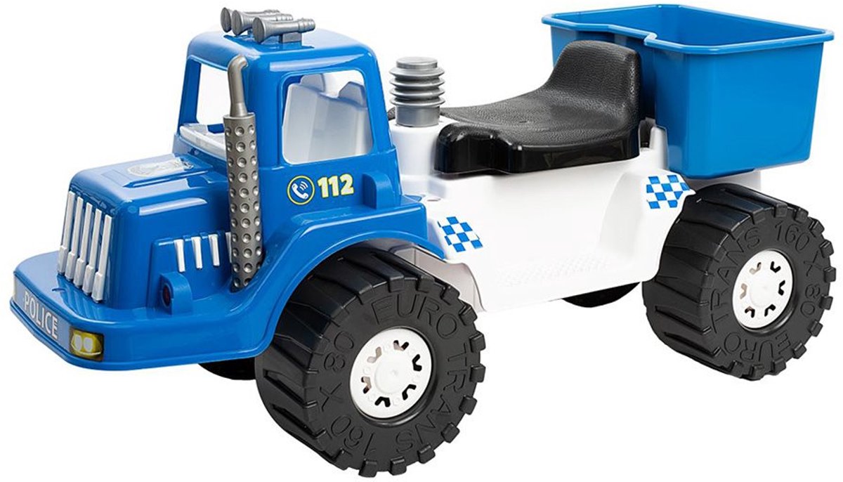 Bayo - loopauto politievoertuig - blauwe politie fiets 70 cm - kinder zitvoertuig 112 design - speelgoed met opbergruimte - CE gekeurd kunststof (8596164083369)