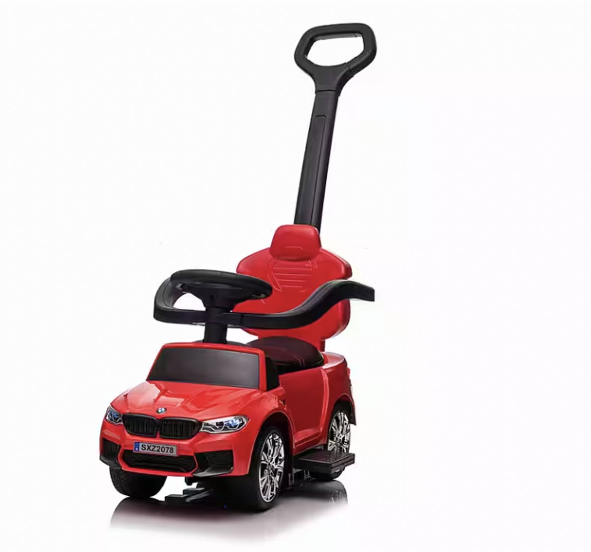 Bogi luxe loopauto - loopwagen met duwstang - Babywalker - BMW M5 - Leren zitje - Luxe uitvoering - Goede kwaliteit - Rood (8785294036271)