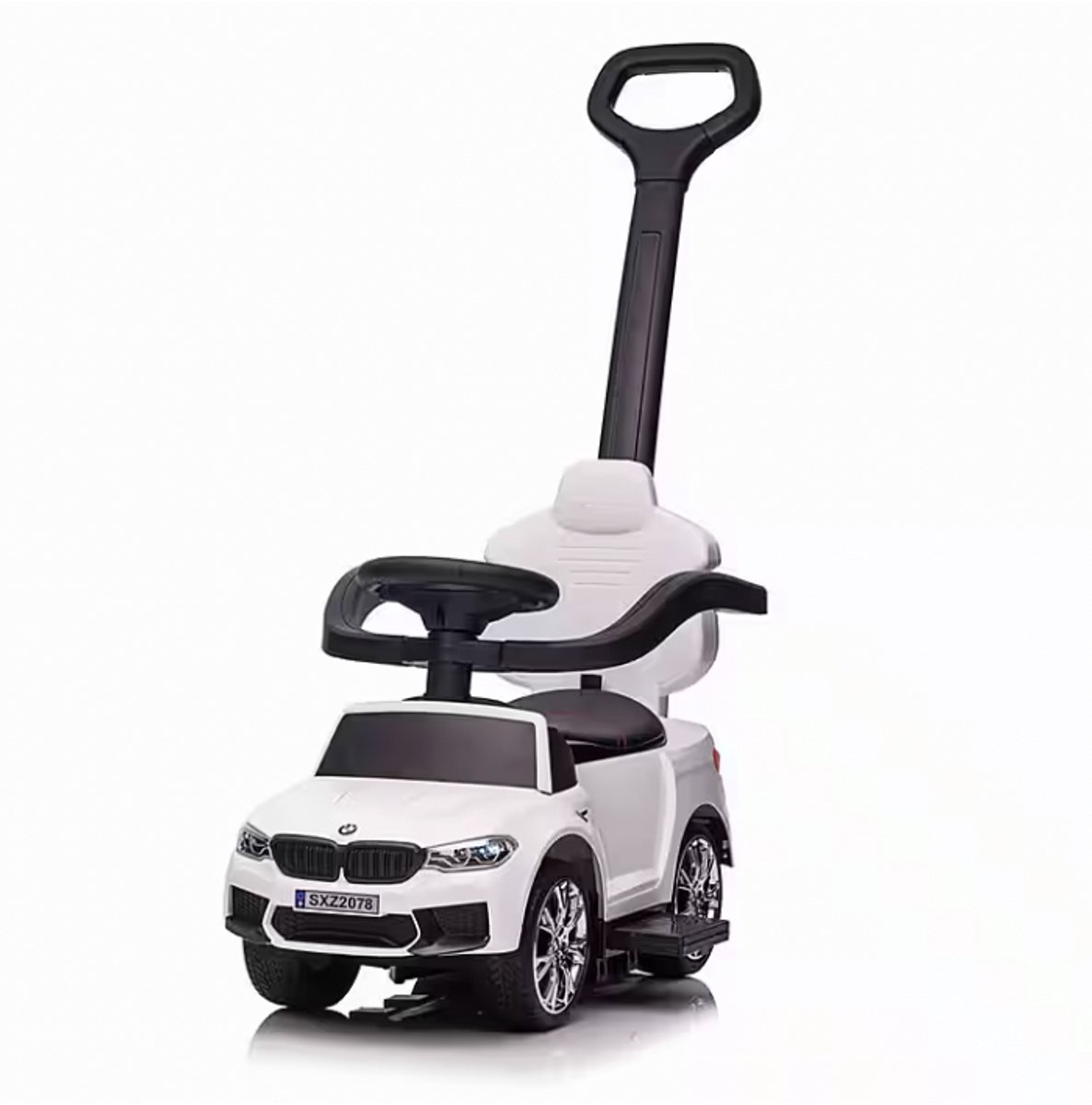 Bogi luxe loopauto - loopwagen met duwstang - Babywalker - BMW M5 - Leren zitje - Luxe uitvoering - Goede kwaliteit - Wit (8785294036288)