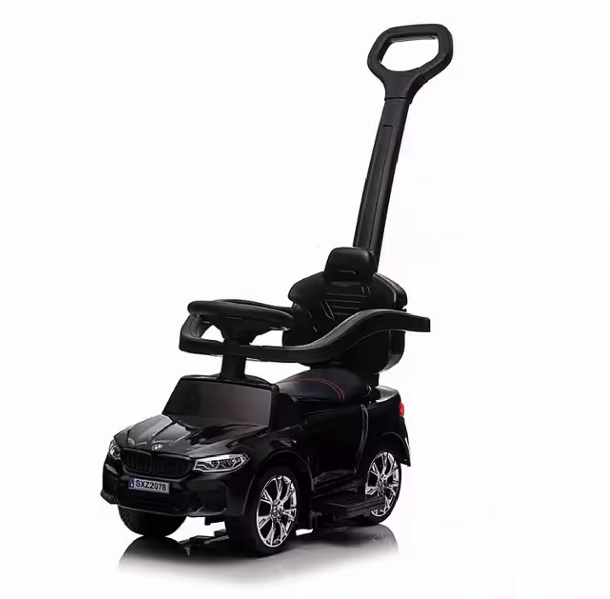 Bogi luxe loopauto - loopwagen met duwstang - Babywalker - BMW M5 - Leren zitje - Luxe uitvoering - Goede kwaliteit - Zwart (8785294036264)