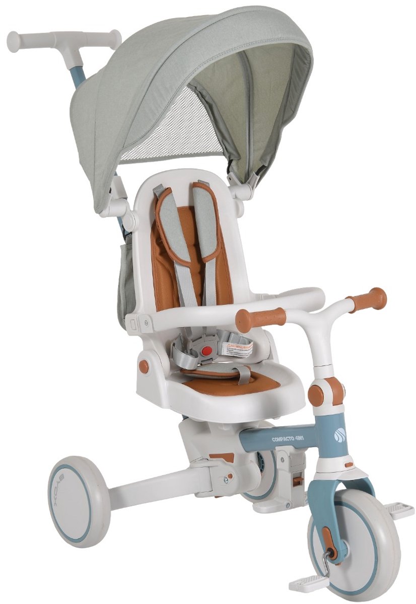 Byox Compacto Blue 4-in-1 Driewieler met Duwstang (3800146231880)