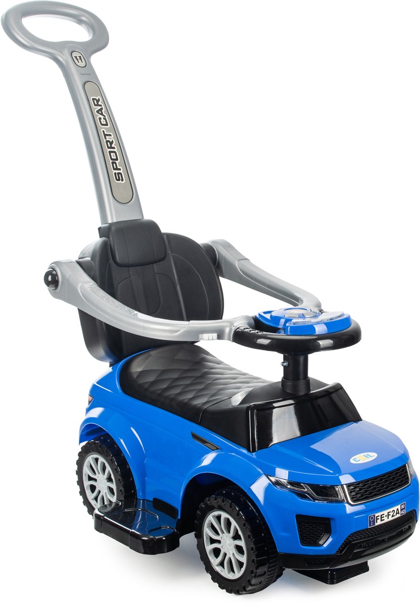 COIL Loopauto voor kinderen, Kinderauto, auto met claxon en muziek, opbergruimte onder de stoel, lichte loopauto met duwbeugel, 3in1, tot 27 kg, vanaf 12 maanden, blauw (5902143672678)