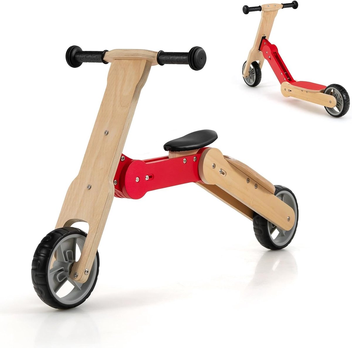 COSTWAY 2-in-1 kinderstep en loopfiets, kinderstep met antislip stuur en afneembare zitting en EVA-wielen, step voor kinderen vanaf 3 jaar (0015706550261)