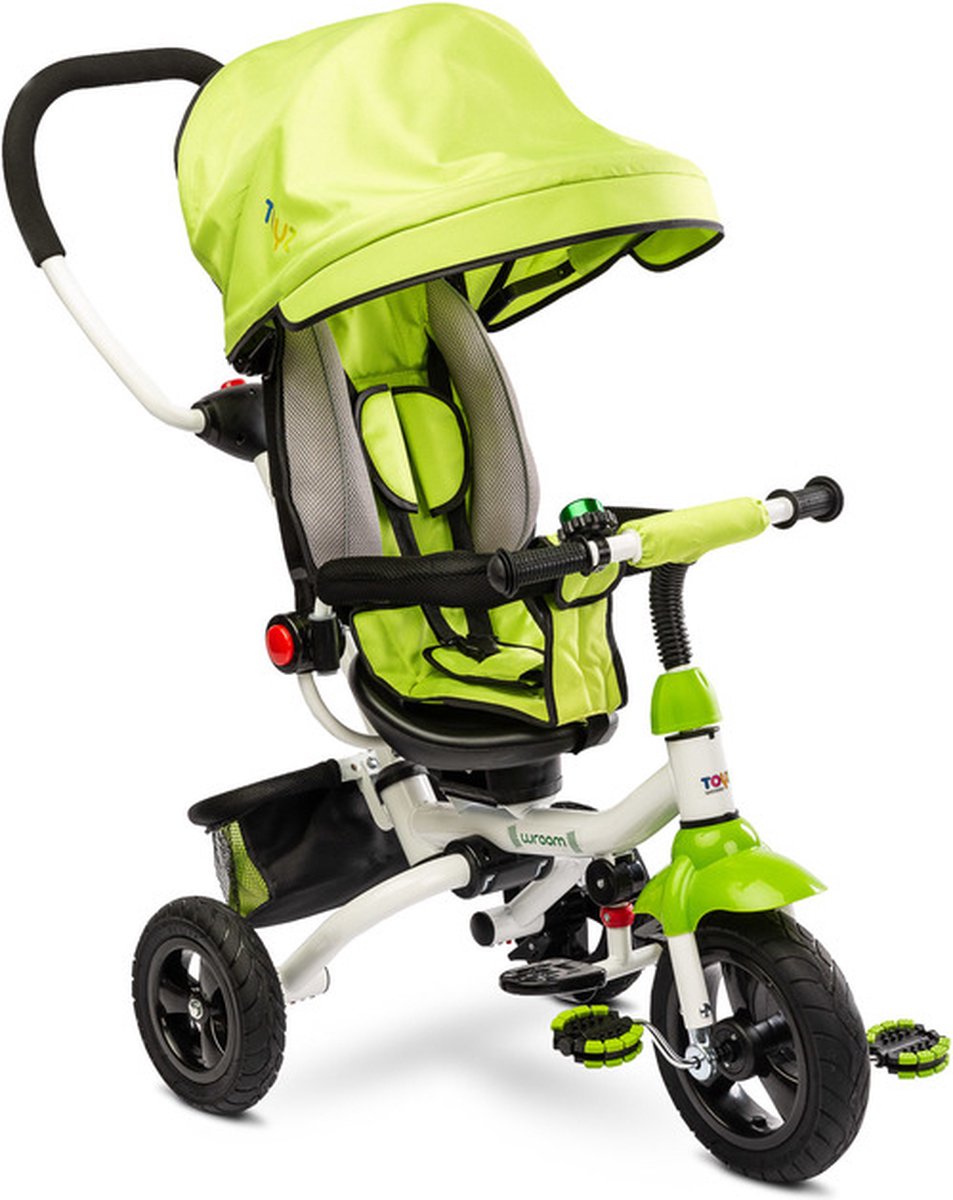 Caretero Toyz Wroom Driewieler Groen - Driewieler Peuter - Met Duwstang, Draaibare Zitting en Opvouwbaar Frame - Verstelbaar Stuur - Driewieler Loopfiets (6152527511522)