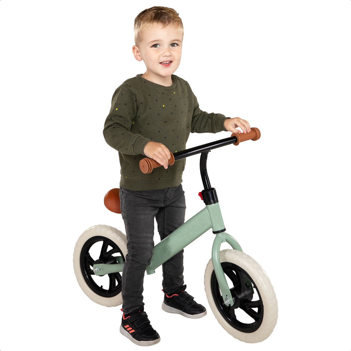 Cheqo® Loopfiets voor Kinderen - Loopauto - Loopwagen - Leeftijd 1-4 Jaar - EVA-banden - Belastbaar tot 40 kg - Mat Groen (8721046075693)
