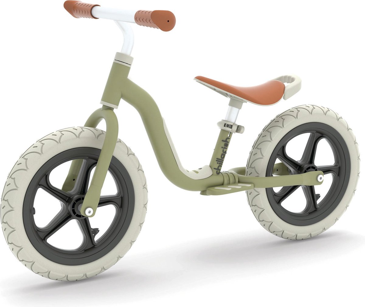 Chillafish Charlie Lux Olive - Loopfiets - 12 inch - 2-5 Jaar - Geïntegreerde Voetsteun (5425029653511)