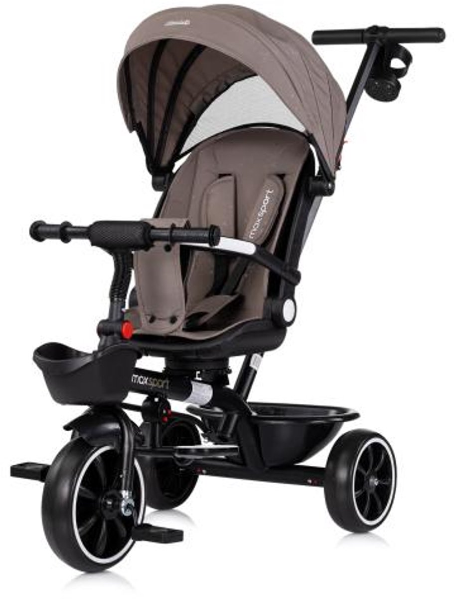 Chipolino Max Sport Driewieler - 2 in 1 - Driewieler met duwstang - 360° Draaibare zitting - Inklapbare kap - Roze (3800931064631)