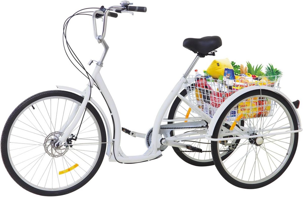 Comfortabele Driewieler 26 Inch met 6 Versnellingen en Grote Boodschappenmand voor Volwassenen en Senioren (9101051785302)