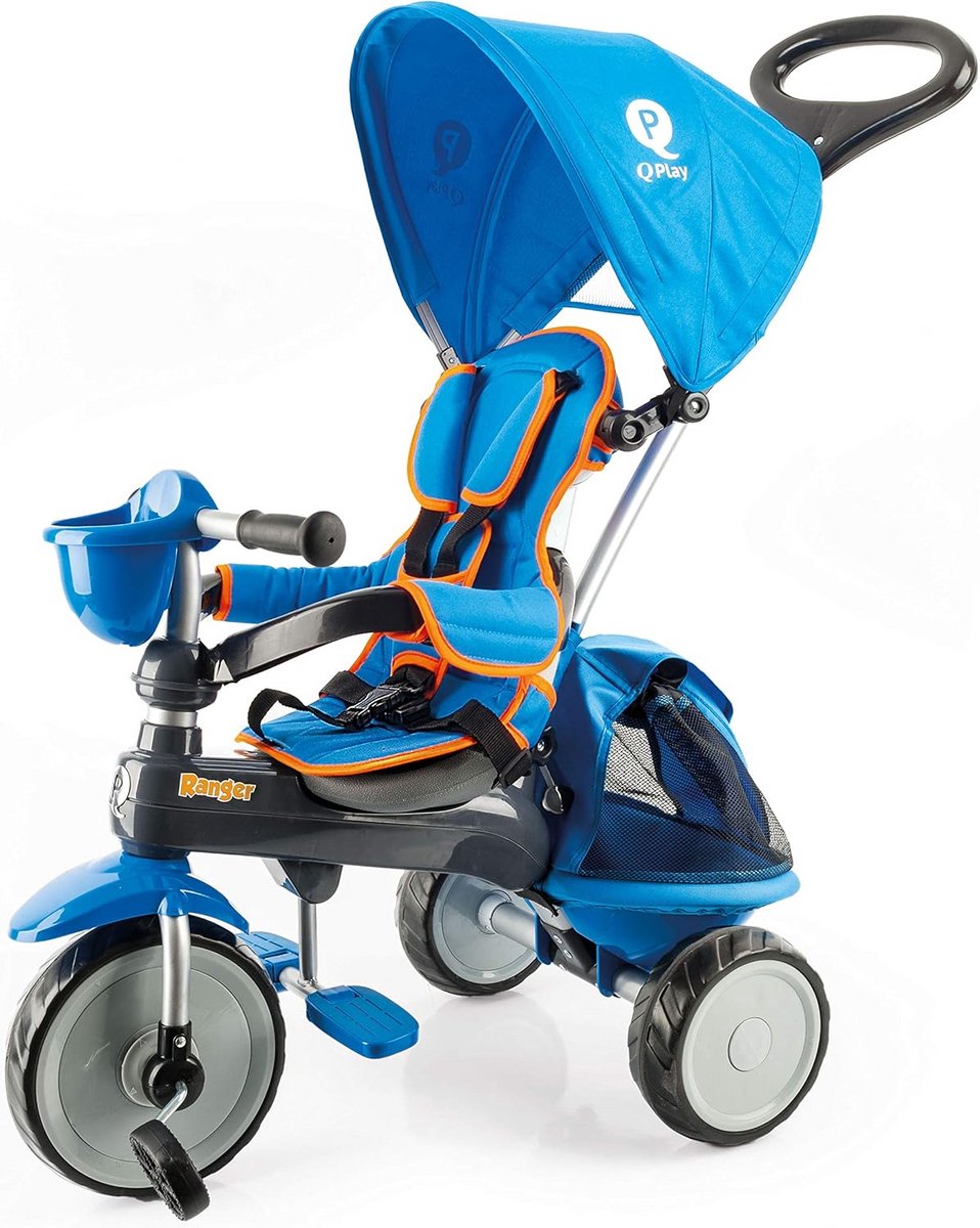 Comfortabele Driewieler Blauw met Kap en Tas voor Baby (9101037045666)