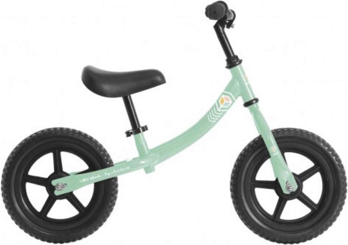 DeQube Loopfiets Mint met Twee Wielen - Vanaf 2 Jaar - Inclusief Stickers en Bel - 12 Inch Balansfiets (8436600331947)