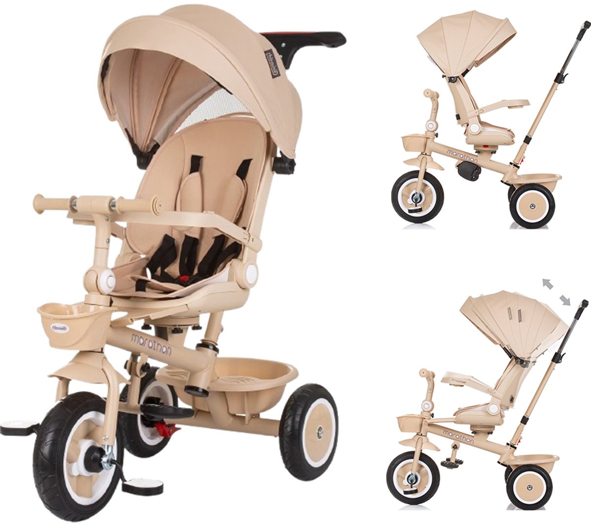 Driewieler Chipolino Marathon Macadamia - Geschikt vanaf 18 maanden tot 25 kg - Zitting is omkeerbaar (3800931062279)