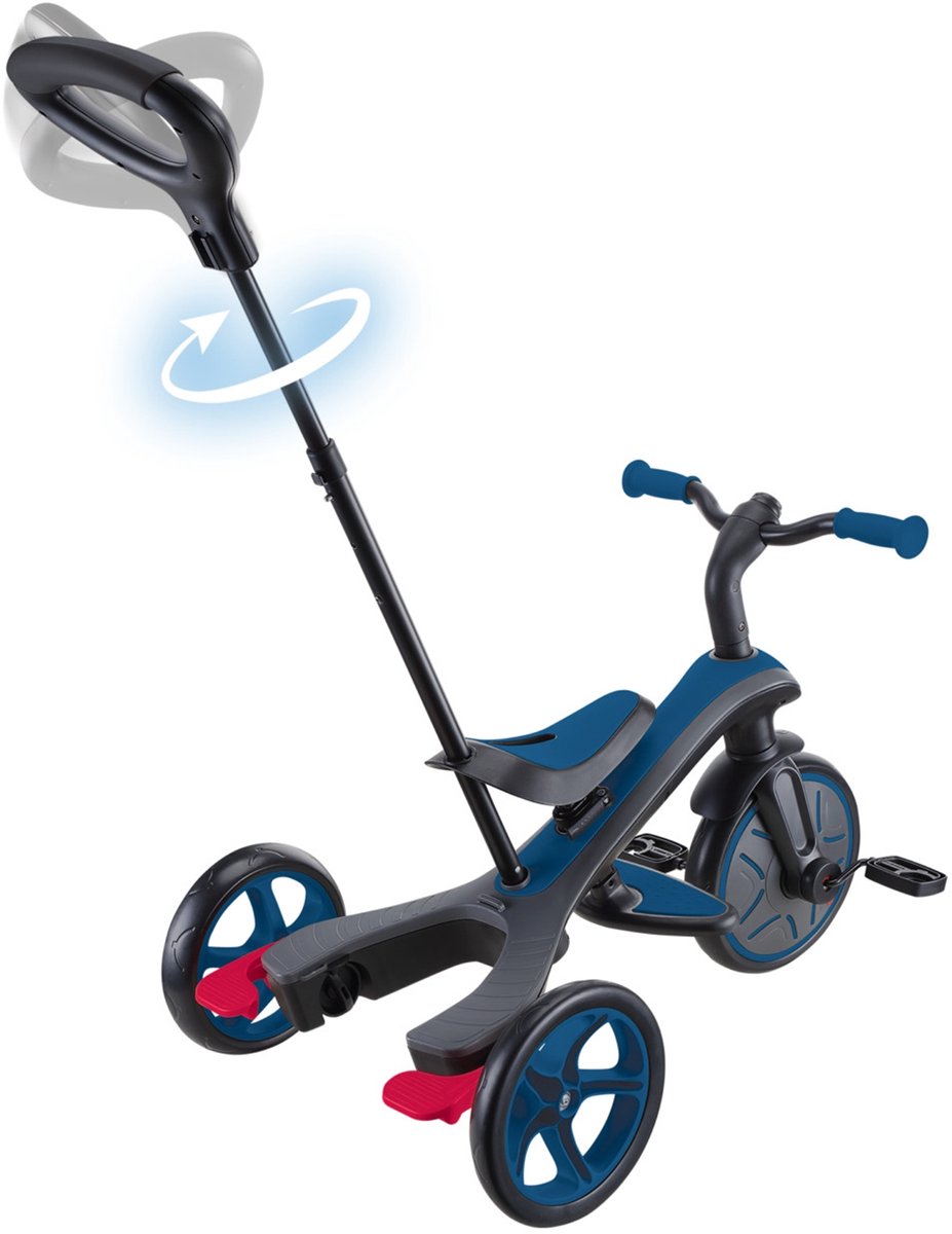 Driewieler - Globber Trike 4 in 1 in Blue - blauw - 4in1 converteerbaar - met duwstang - vanaf 10 maanden tot 5 jaar (4895224411550)