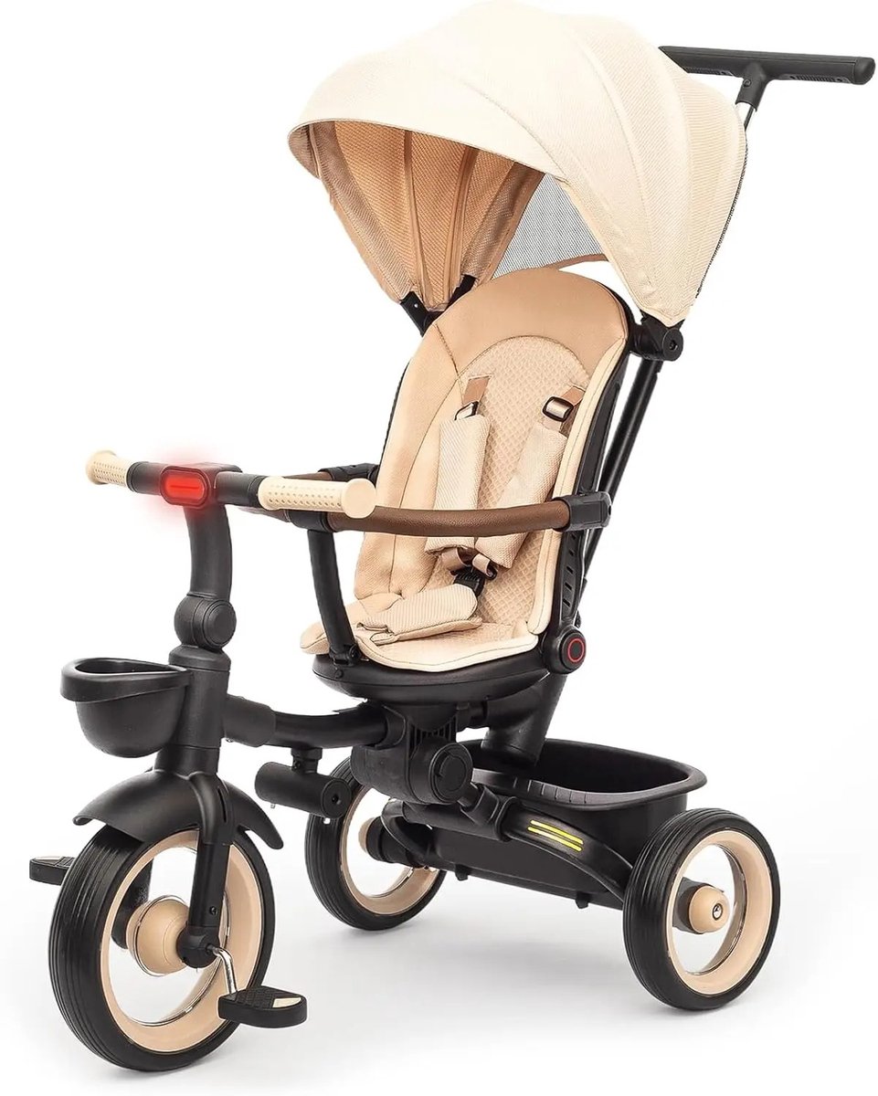 Driewieler - Khaki - Driewieler Met Duwstang - Driewielers - Baby - Baby Speelgoed - Fiets - Fiets Met Stang (8721302726659)
