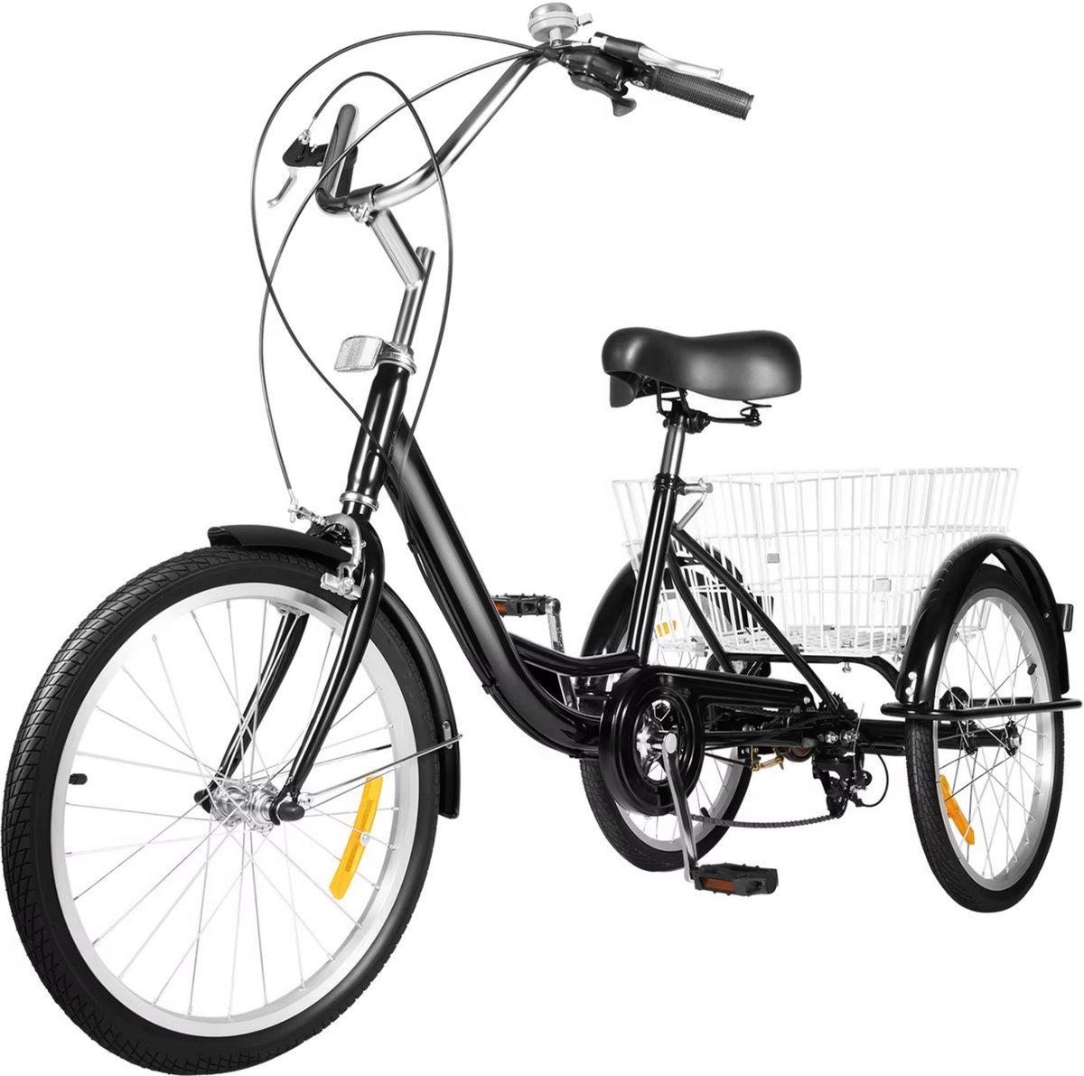 Driewieler Lissabon Tavien - 8 versnellingen - Fiets voor volwassenen en senioren - 20 Inch - Opvouwbare Trike - Met mand - Voorrem - Zwart (8721052070811)