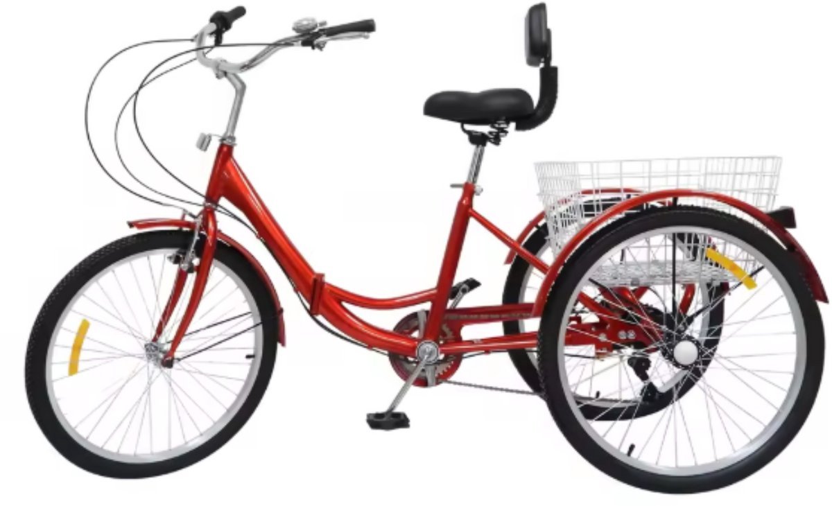 Driewieler Zyrell - Luco - 7 versnellingen - Fiets voor volwassenen en senioren - 24 Inch - Opvouwbare - Verstelbaar - Met mand - Voorrem - Geel (8721052069549)
