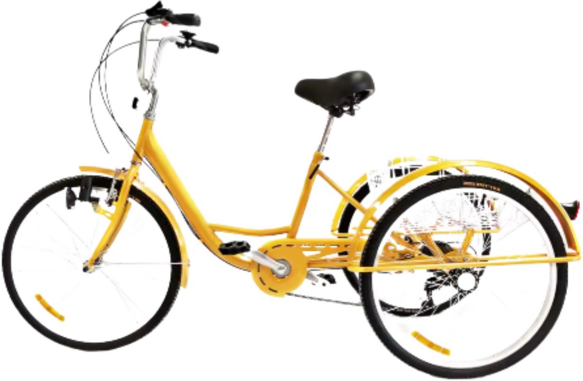 Driewieler Zyrell - Milano - 6 versnellingen - Fiets voor volwassenen en senioren - 24 Inch - Opvouwbare Trike - Met mand - Voorrem - Zwart (8721052069563)