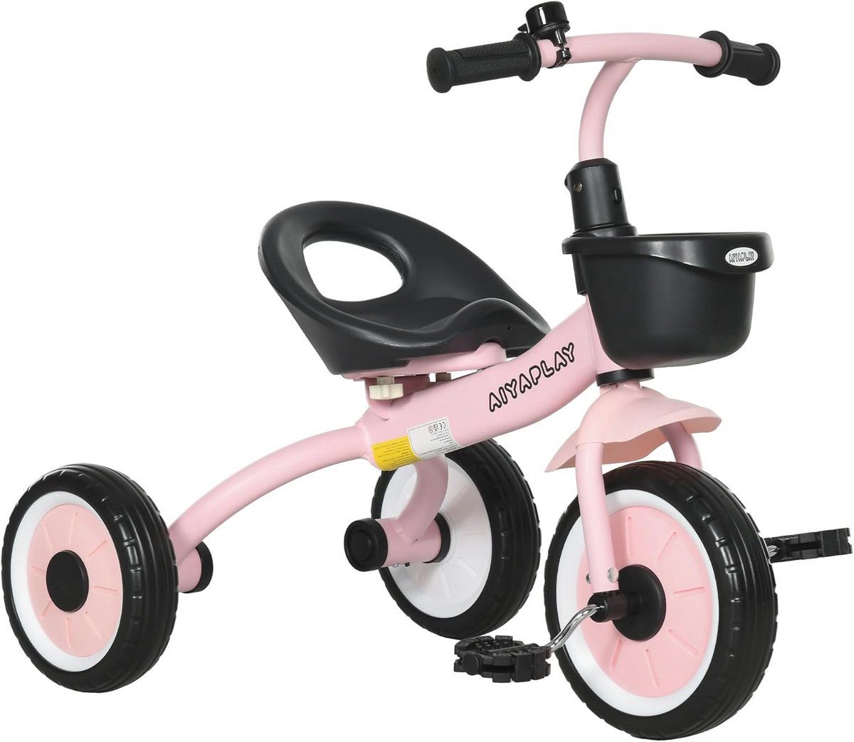 Driewieler voor Kinderen met Verstelbaar Zadel, Rugleuning, Bel en Mand - Geschikt voor 2-5 Jaar, Roze (9101038917795)