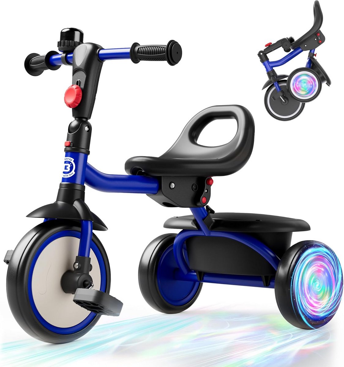 Driewieler voor Peuters en Kinderen (18 Mnd - 5 Jaar) met Knipperende Wielen en Bel (9101036786263)