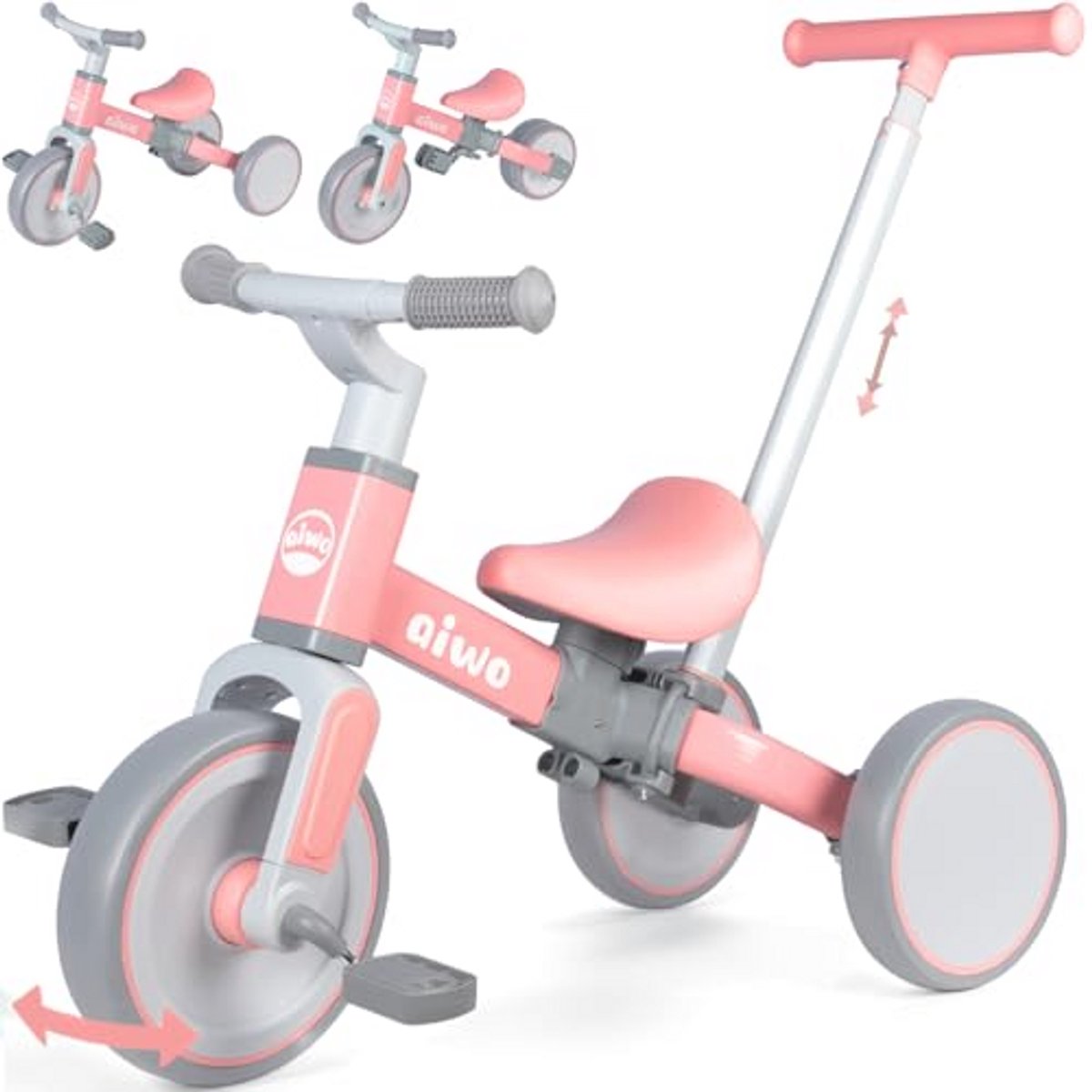 Driewieler voor peuters - Loopfiets met pedaalombouw voor 1-4 jaar (9101018369194)