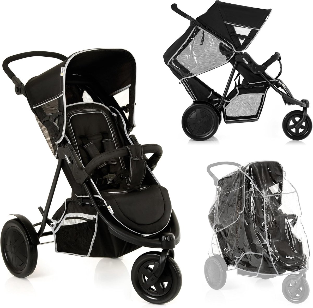Duo Driewieler Buggy voor Twee Kinderen met Afneembare Stoel en Regenhoes (6154441269282)