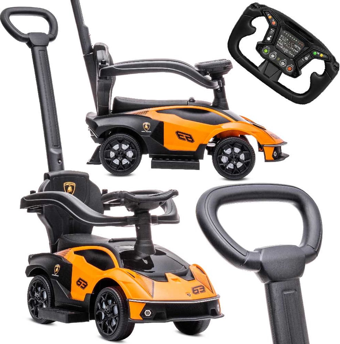 Duwauto voor kinderen, Loopauto vanaf 1 jaar met duwstang, kinderauto Essenza SCV12, Aauto kinderen (Oranje) (5905525351000)