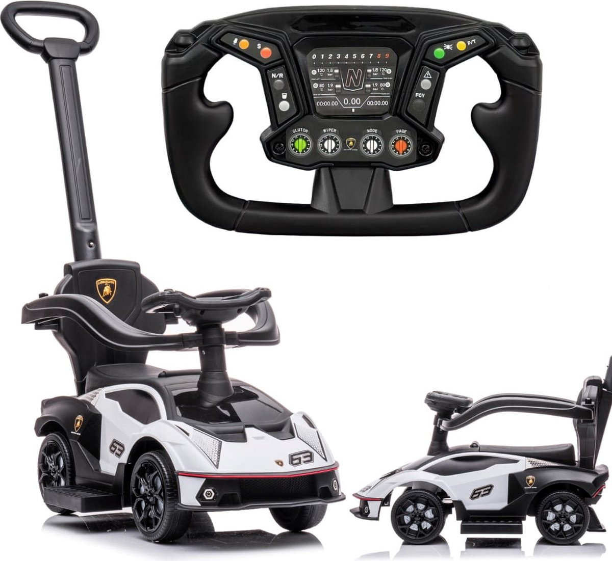 Duwauto voor kinderen, Loopauto vanaf 1 jaar met duwstang, kinderauto Essenza SCV12, Aauto kinderen (Wit) (5905525351024)