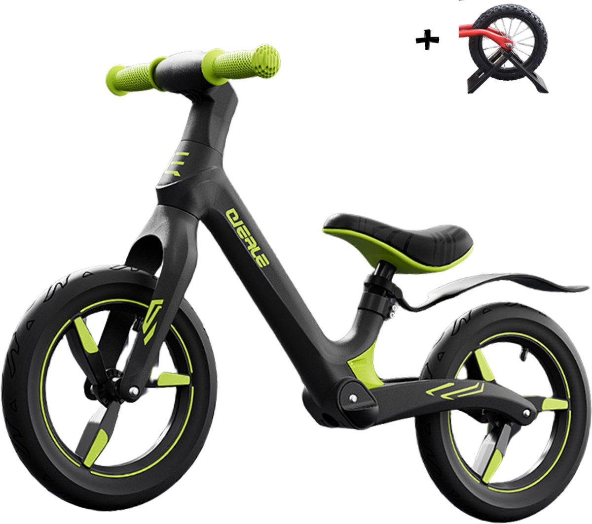 E-shop4u® - Loopfiets Cierle 12inch - 2 jaar, 3 jaar en 4 jaar - Luchtbanden - Stoere Loopfiets voor Kinderen - Duurzame Frame - Zwart (8785291749020)