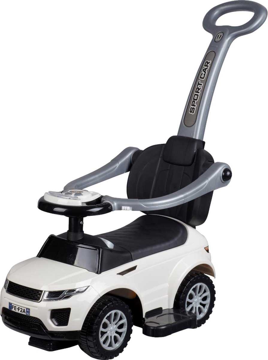 Eco Toys - 3-in-1 Loopauto - Range Rover Design - Wit - Met Duwstang, Voetsteunen & Claxon - Opbergruimte Onder Zitting - Vanaf 1 Jaar - Max. 27 kg (8719425387994)