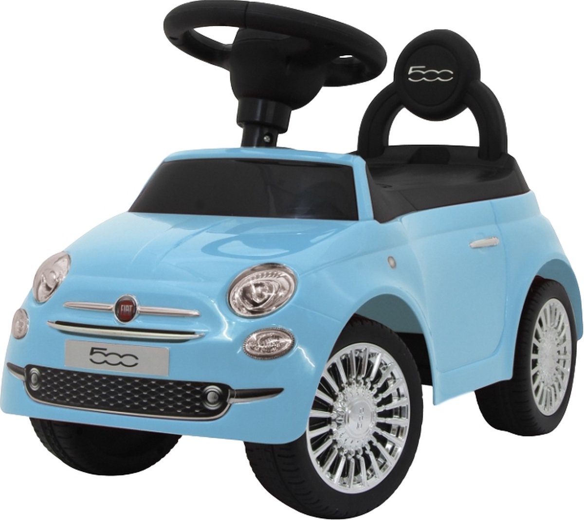 Eco Toys - Fiat 500 Loopauto - Blauw - Met Dashboard, Claxon & Opbergruimte - Vanaf 12 Maanden - Max. 25 kg (8719425388014)