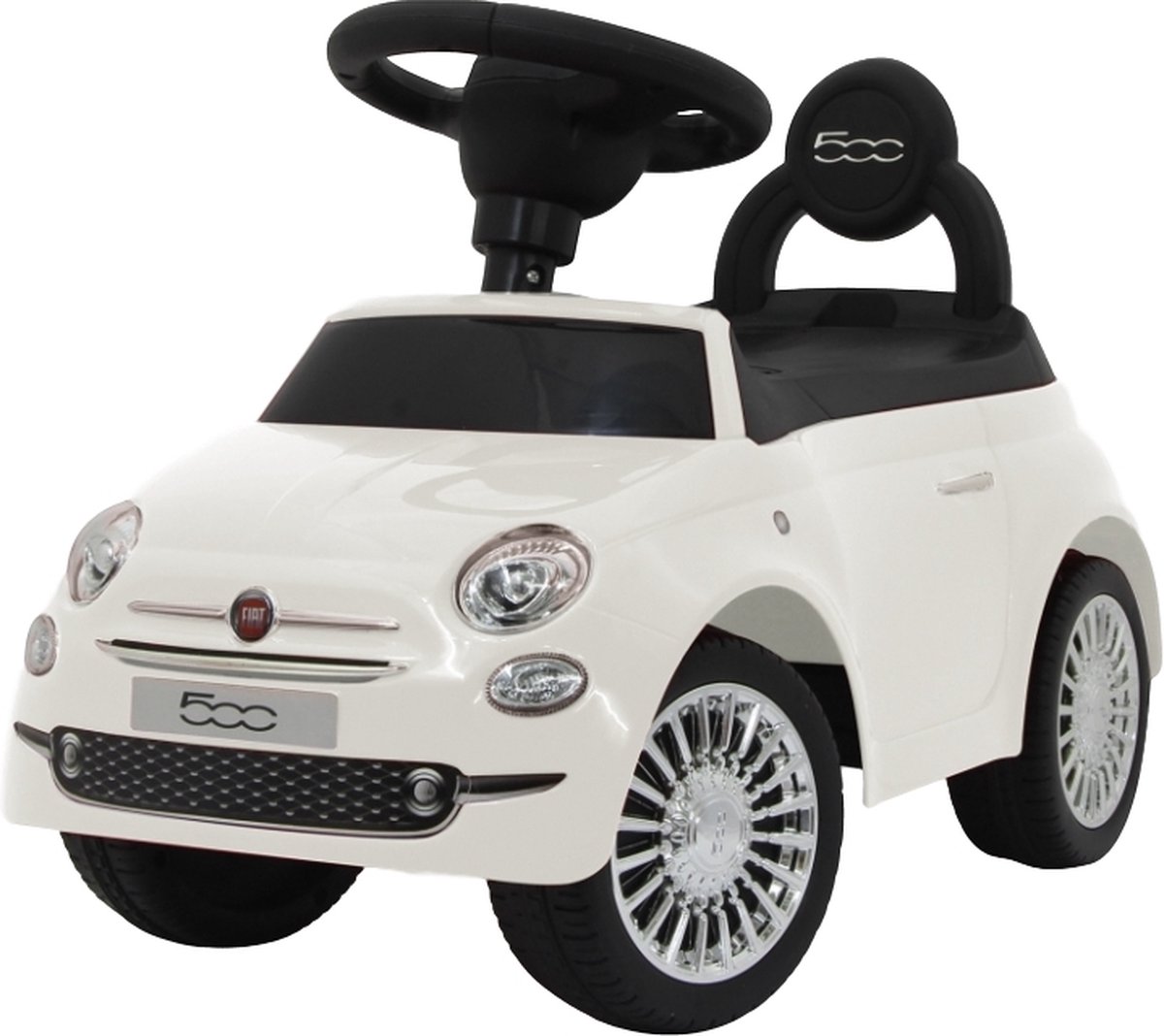 Eco Toys - Fiat 500 Loopauto - Wit - Met Dashboard, Claxon & Opbergruimte - Vanaf 12 Maanden - Max. 25 kg (8719425388007)