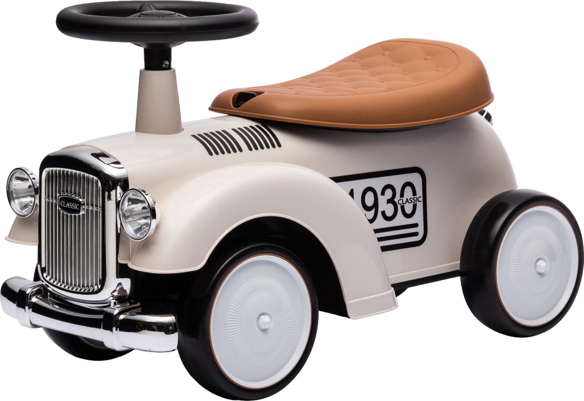 Eco Toys - Retro Loopauto - Wit - Met Claxon & Opbergruimte - Lekvrije EVA Banden - Vanaf 18 Maanden - Max. 25 kg (8721003402005)