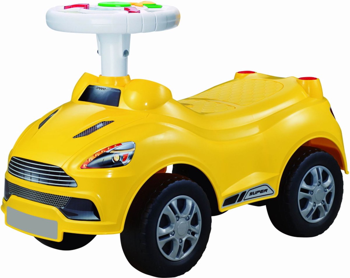 Eco Toys - Sports Loopauto - Geel - Met Muziek, LED-Lichten & Claxon - Vanaf 12 Maanden - Max. 15 kg (8720289394868)
