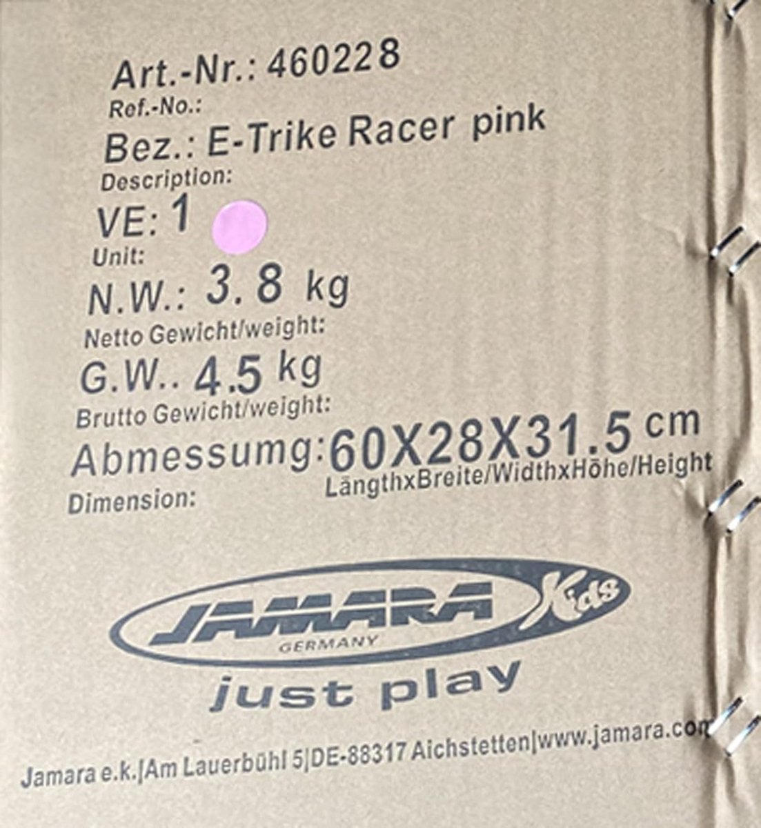 Elektrische Kinderdriewieler Roze - 6V Accu, Muziek en LED Licht (9101027722027)