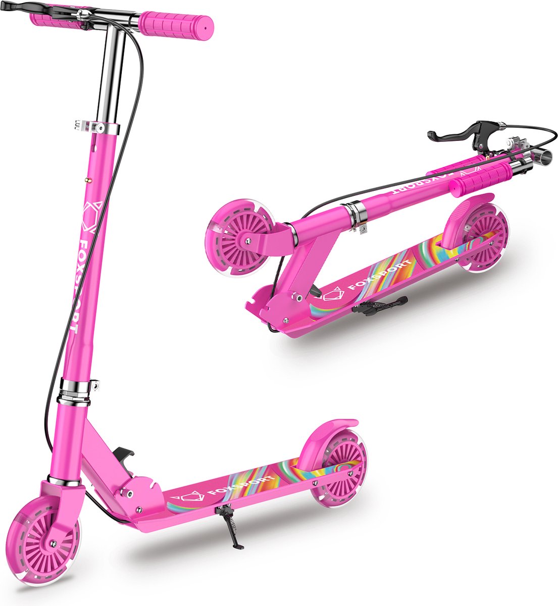 FOXSPORT Kinderstepjes - Kinderstep - Step - Kinderscooter - Draagkracht tot 100 kg - Kick Step - Voor Jongens en Meisjes - Vanaf 3-12 Jaar - Drie instelbare hoogte-opties - rose roos (8720387278480)