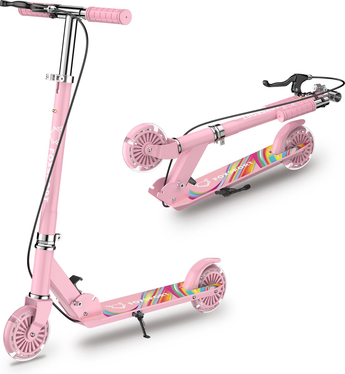 FOXSPORT Kinderstepjes - Kinderstep - Step - Kinderscooter - Draagkracht tot 100 kg - Kick Step - Voor Jongens en Meisjes - Vanaf 3-12 Jaar - Drie instelbare hoogte-opties - roze (8720726641098)