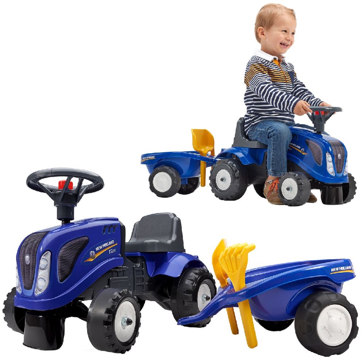 Falk New Holland Looptractor - Tractor voor peuters 1-3 jaar met aanhanger (3016200028031)