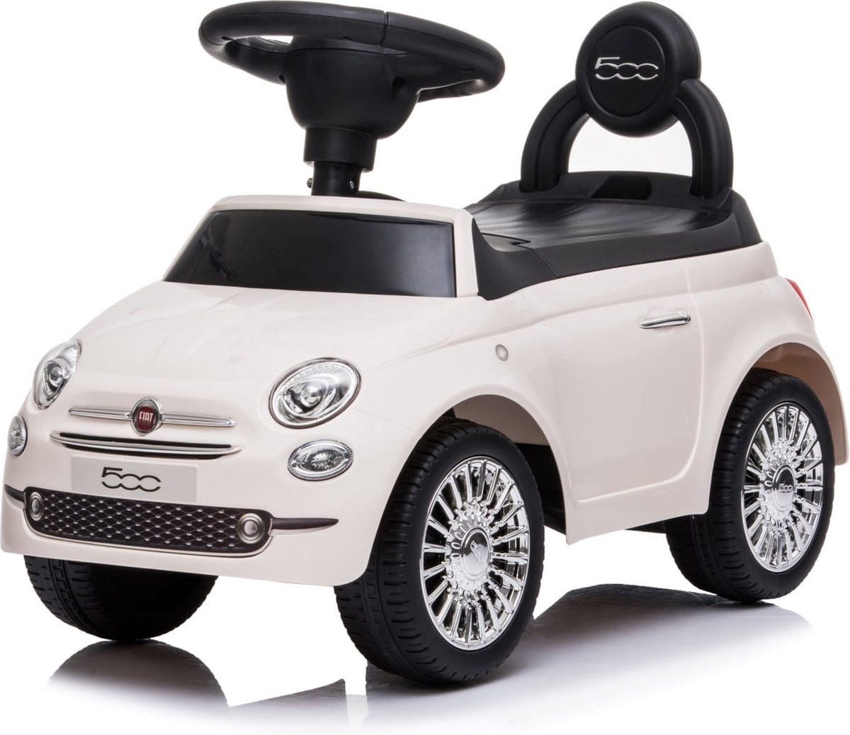 Fiat 500 Kindervoertuig vanaf de leeftijd van 12 maanden, loopauto, ride on, babyauto, loopstoeltje met claxon en motorgeluiden (Wit) (5907478641924)