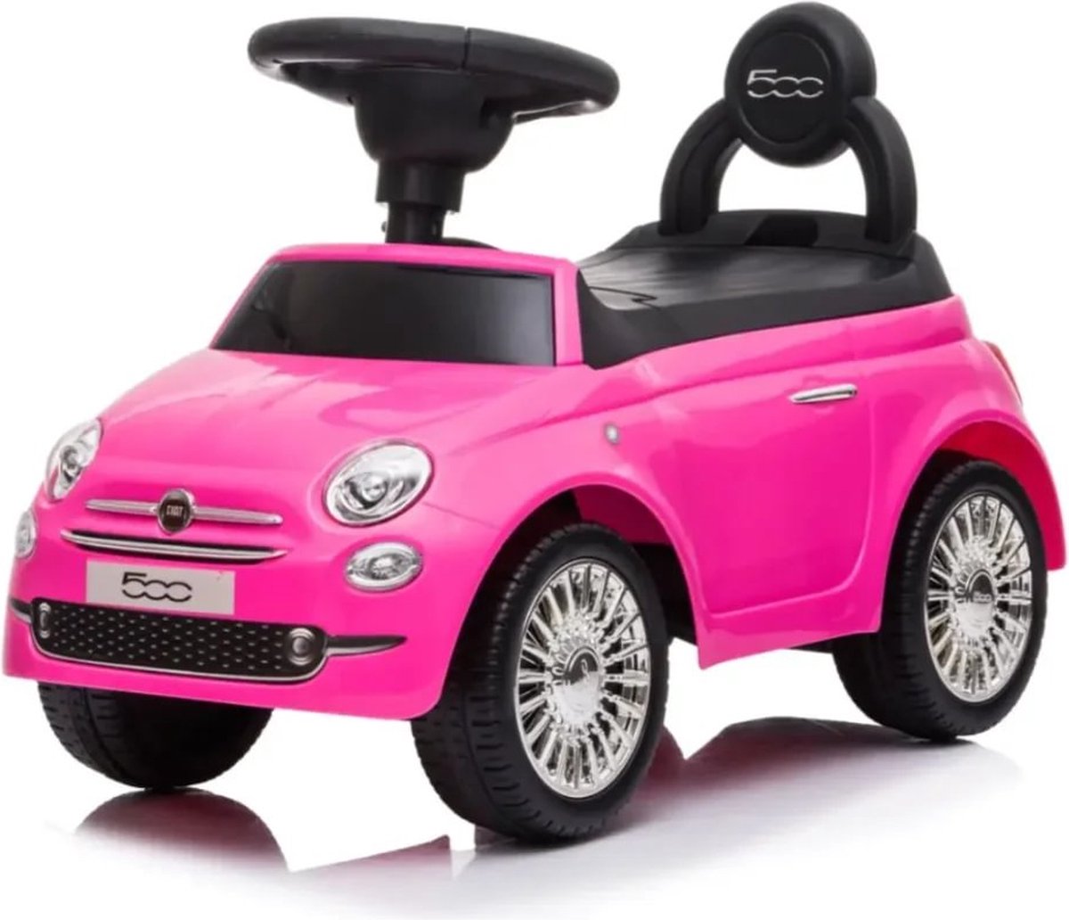Fiat 500 Loopauto - voor Kinderen - 1 tot 3 jaar - met Opbergbox - Roze (5413822534038)