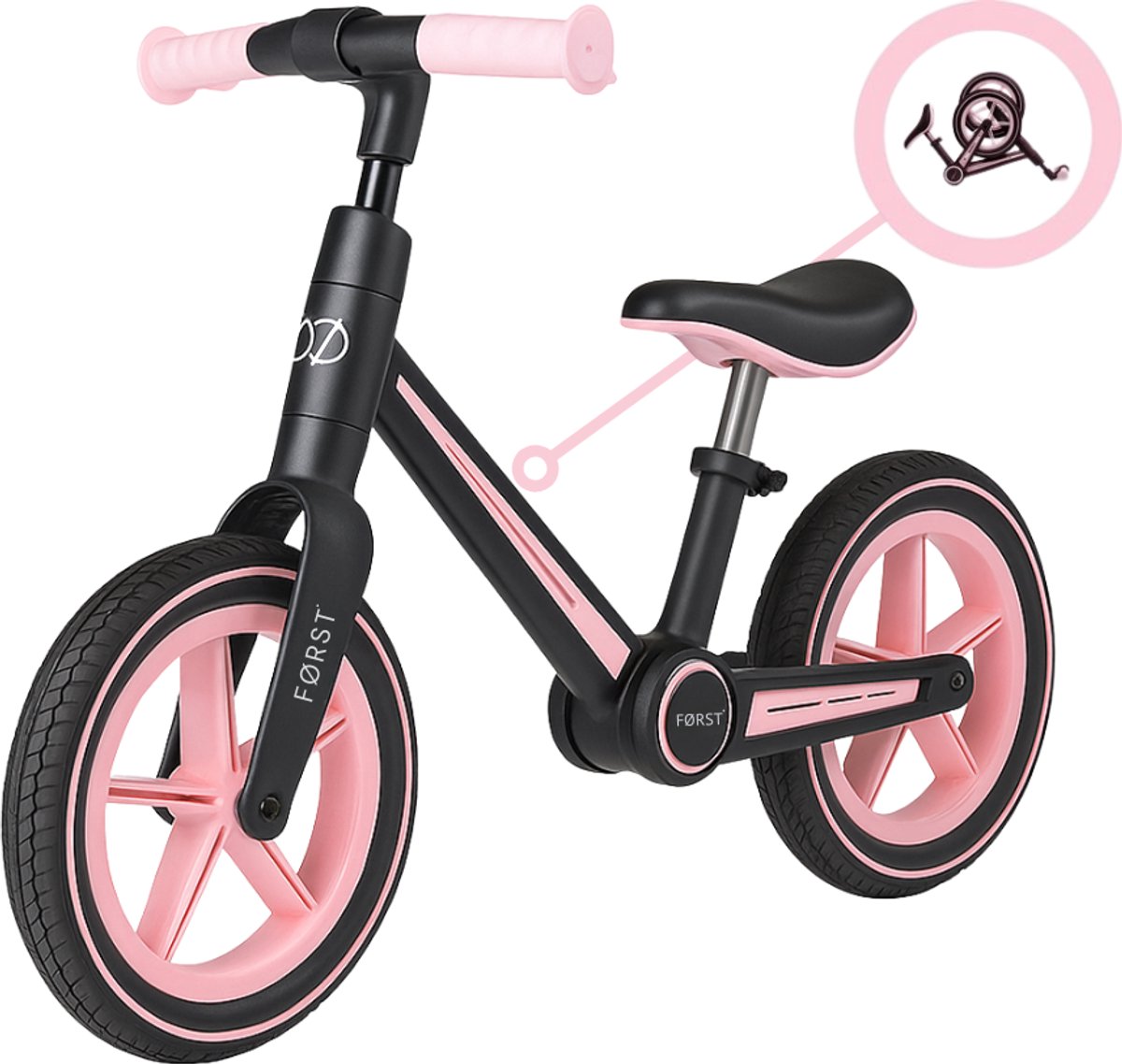 Først Loopfiets 2 Jaar - Balance Bike - Loop Fiets - Speelgoed Vanaf 2 Jaar - Jongens & Meisjes - Opvouwbaar - Roze (6097729496447)