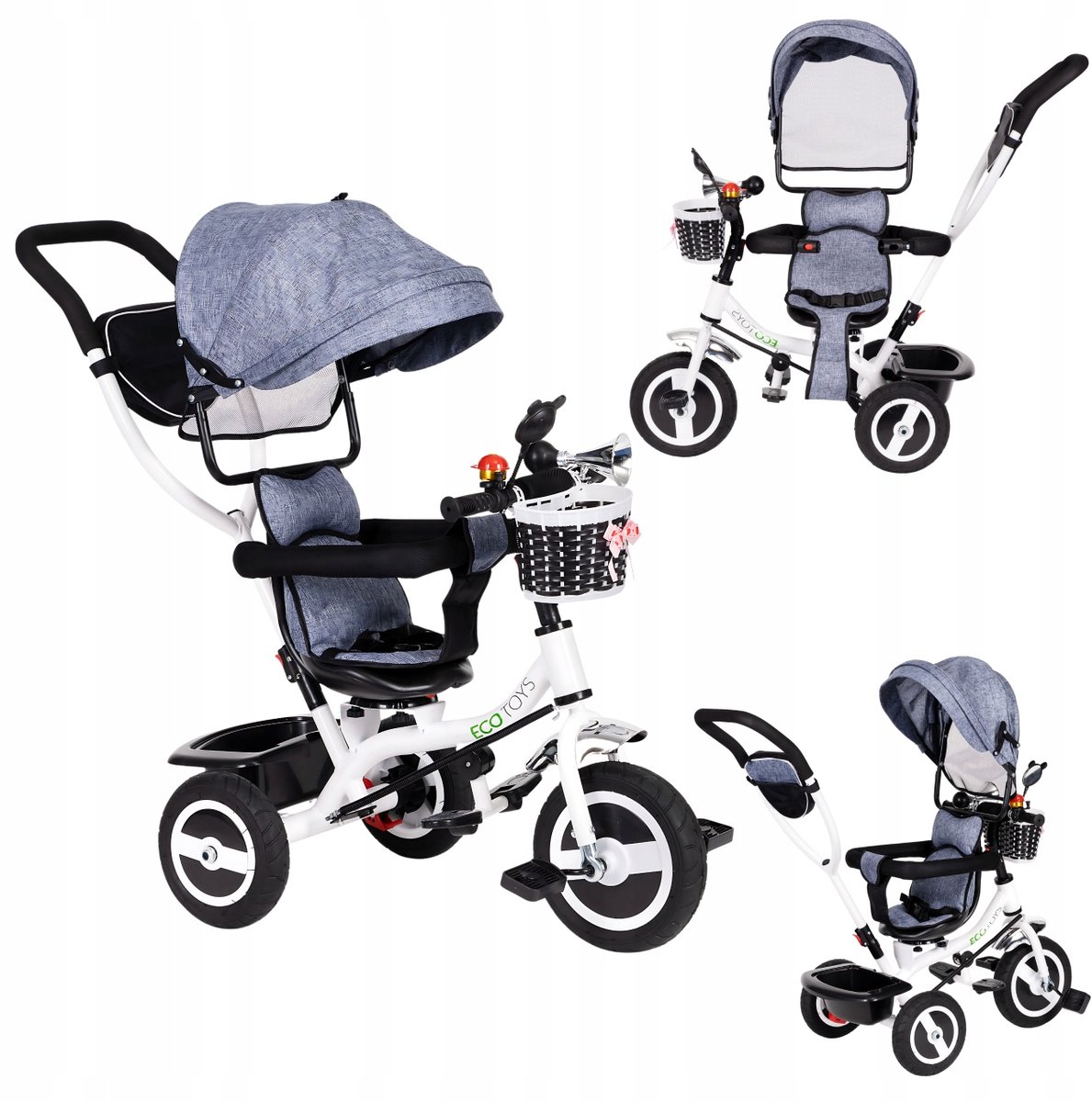 Grijze Driewieler met Draaibare Zitting en Verstelbare Kap (5905413634383)