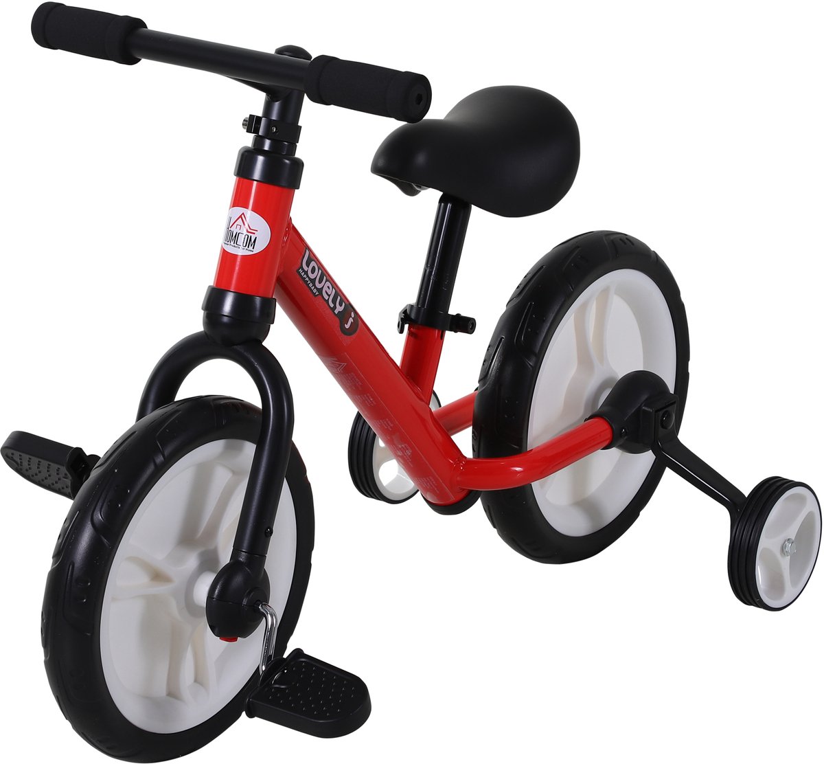 HOMCOM Kinderbalansfiets PP, metaal, EVA L85 x B36 x H54 cm Rood (4250871297689)