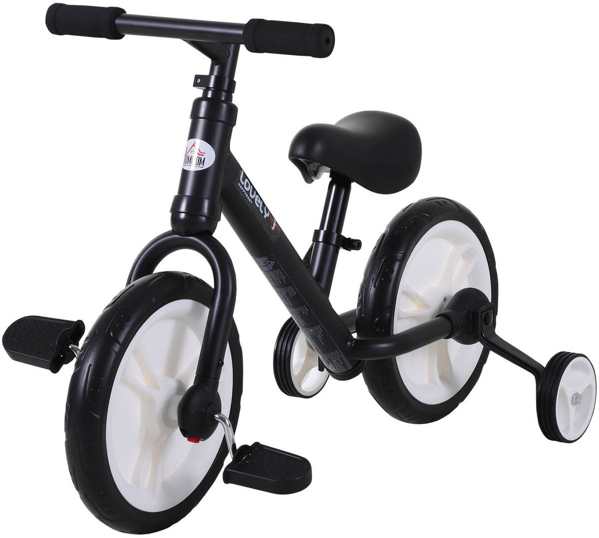 HOMCOM Kinderbalansfiets PP, metaal, EVA L85 x B36 x H54 cm Zwart (4250871297665)