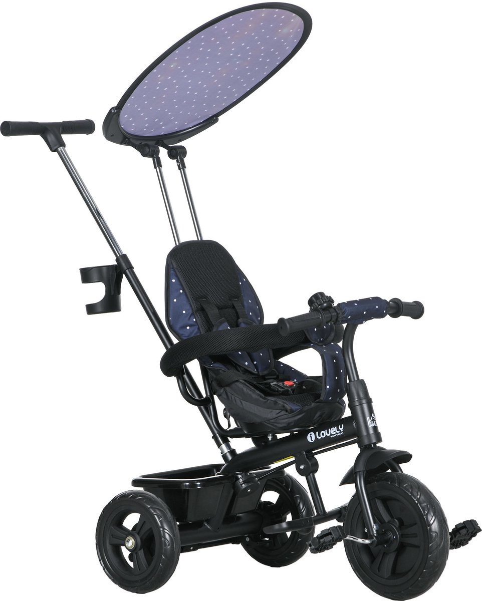 HOMCOM Kinderdriewieler Metaal, Kunststof 105L x 47B x 98H cm Blauw (4255826824316)