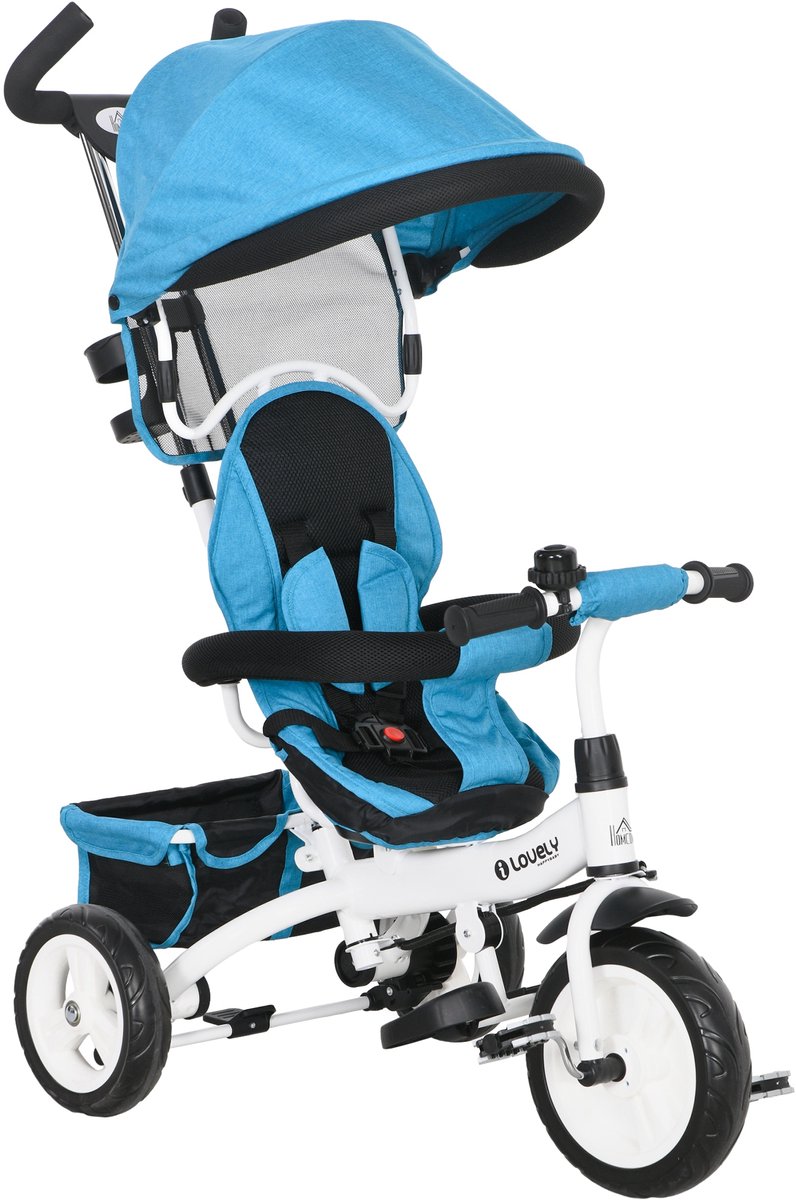 HOMCOM Kinderdriewieler Metaal, Kunststof 95L x 50B x 106H cm Blauw (4255826823524)