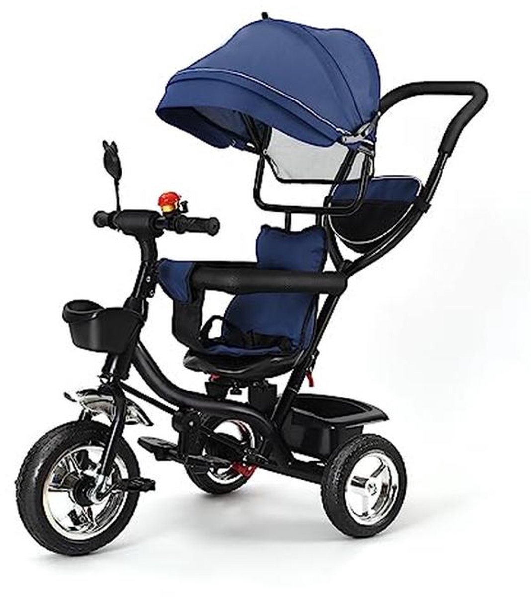 Homewell Driewieler met duwstang, loopfiets vanaf 1 jaar, kinderdriewieler combineert trolley en ride-functies, met opvouwbaar, afneembaar zonnedak en pedaal voor kinderen van verschillende leeftijden (9101042180246)