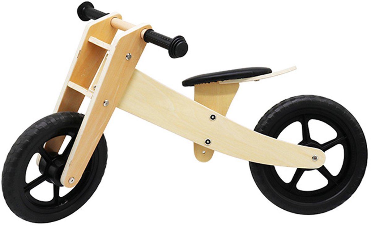 Houten Loopfiets - Balance Bike - Mini Loopfietsje van Hout - Loopscooter voor Jongens en Meisjes van 1 & 2 Jaar (8721249615634)